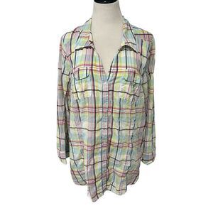 Lane Bryant Plaid Long Sleeve Button Down Sz 26/28